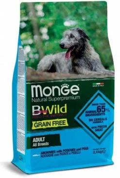 MONGE BWILD CANE ALL BREEDS ADULT GRAIN FREE ACCIUGHE PATATE PISELLI KG 2.5