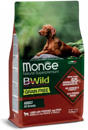 MONGE BWILD CANE ALL BREEDS ADULT GRAIN FREE AGNELLO PATATE PISELLI KG 12 3 MONGE BWILD CANE ALL BREEDS ADULT GRAIN FREE AGNELLO PATATE PISELLI KG 12