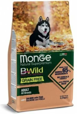 MONGE BWILD CANE ALL BREEDS ADULT GRAIN FREE SALMONE PISELLI KG 2,5