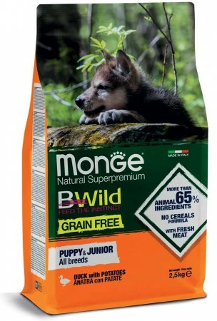 MONGE BWILD CANE ALL BREEDS PUPPY GRAIN FREE ANATRA PATATE KG 12 3 MONGE BWILD CANE ALL BREEDS PUPPY GRAIN FREE ANATRA PATATE KG 12