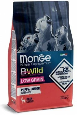 MONGE BWILD CANE ALL BREEDS PUPPY LOW GRAIN CERVO KG 2.5
