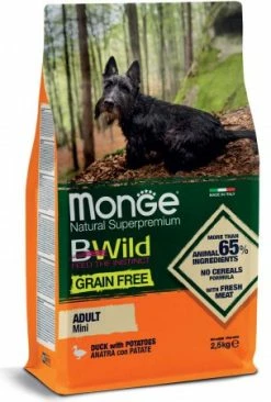 MONGE BWILD CANE MINI GRAIN FREE ANATRA PATATE KG 2.5