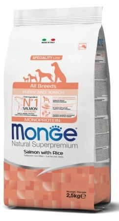MONGE ALL BREEDS PUPPY & JUNIOR SALMONE E RISO KG 2,5
