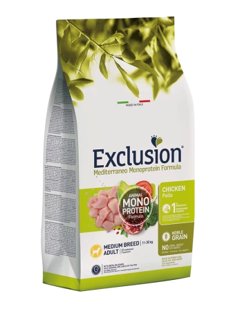 EXCLUSION MEDITERRANEO NOBLE GRAIN ADULT POLLO MEDIUM BREED KG 12 3 EXCLUSION MEDITERRANEO NOBLE GRAIN ADULT POLLO MEDIUM BREED KG 12