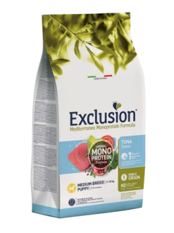 EXCLUSION MEDITERRANEO NOBLE GRAIN PUPPY TONNO MEDIUM BREED KG 12 Offerta